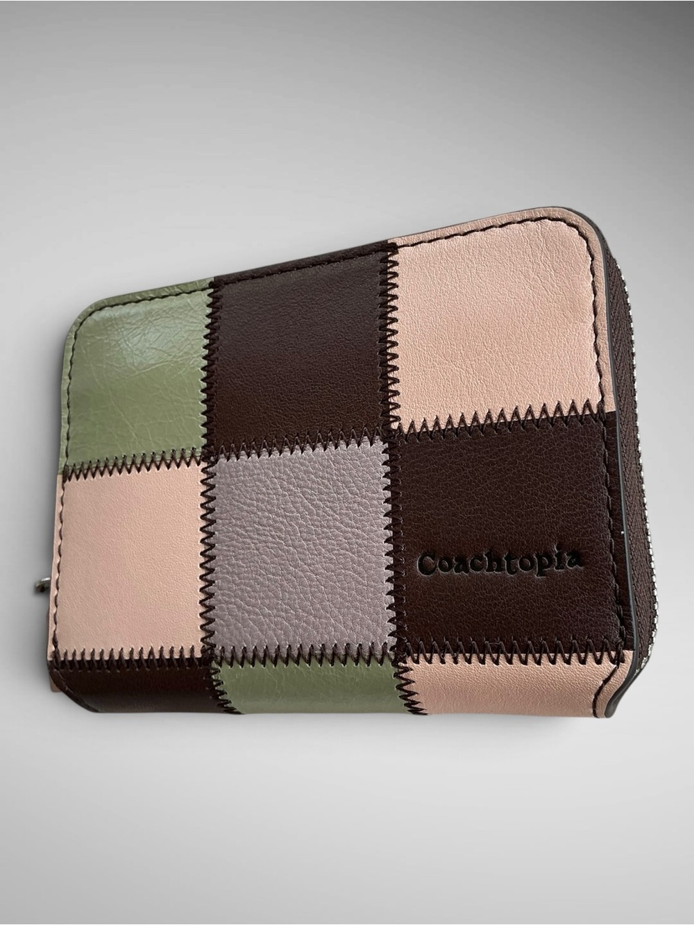 Coach Coachtopia Alter/Ego Patchwork Zip Around Wallet Pink Green CGQ09 NWT
